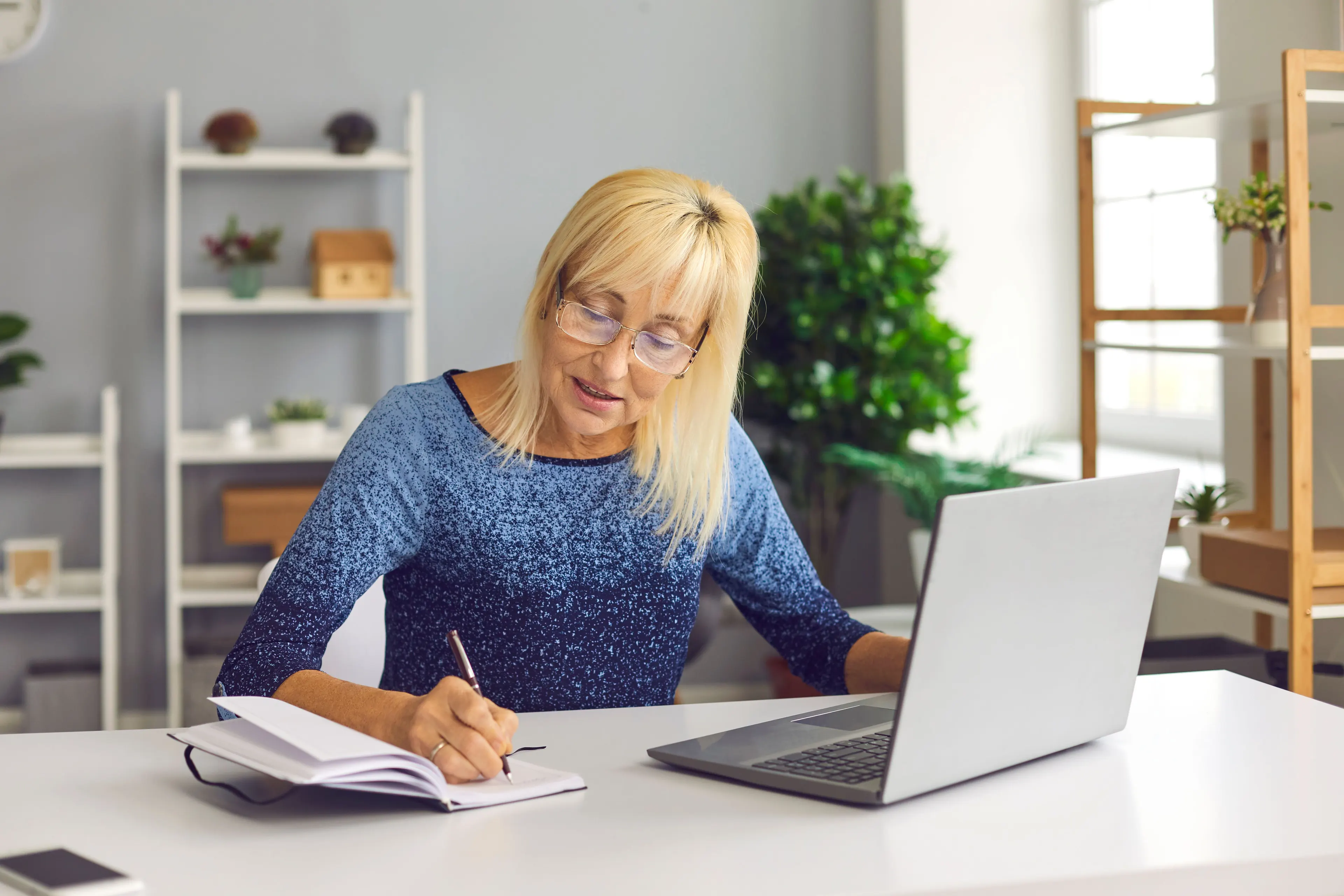 Woman watching webinar