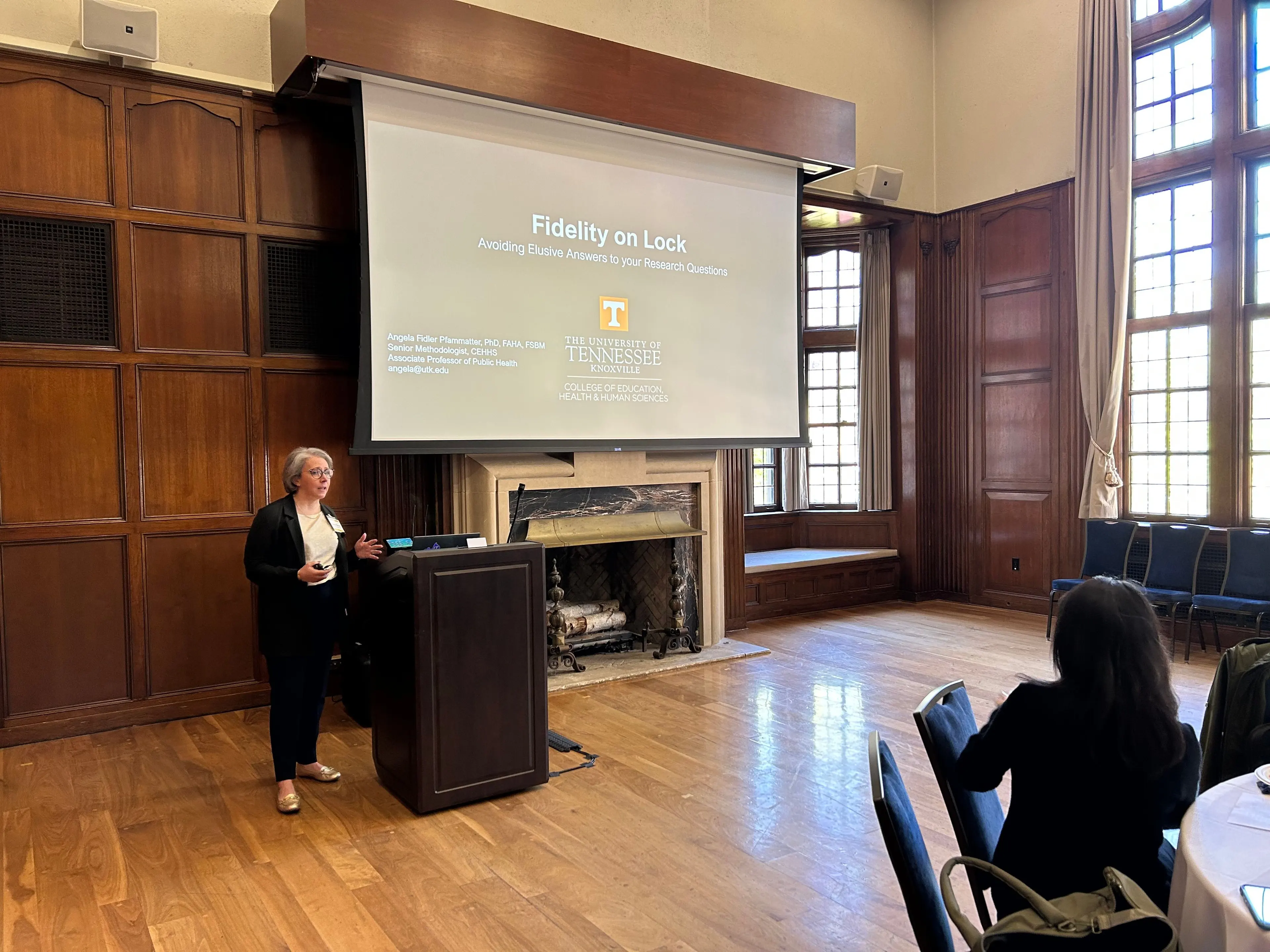 Woman giving presentation