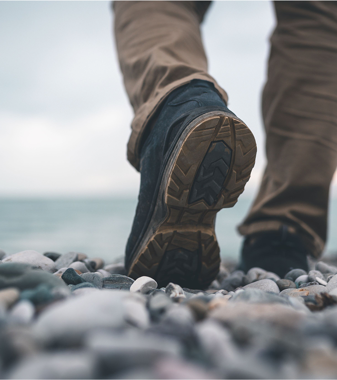 boots on the rocks by the water